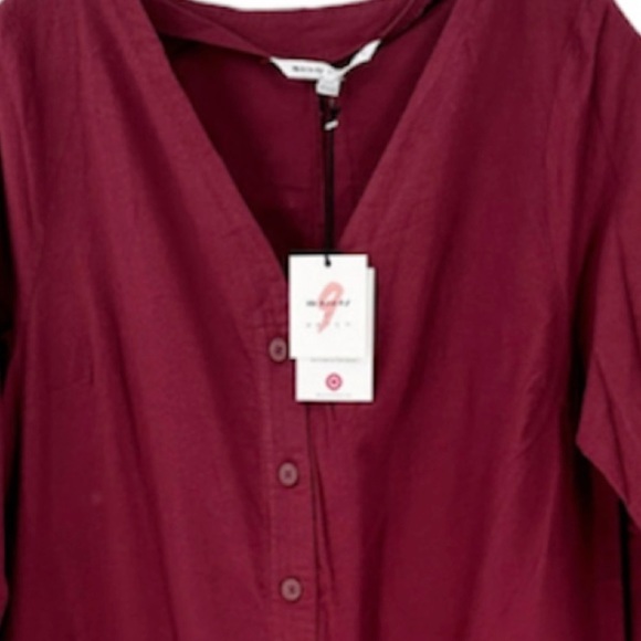 The Nines by Hatch Button Front Maternity Jumpsuit in Wine Red - Picture 7 of 7